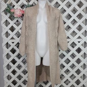 Emme Marella Alpaca Blend Knit Cozy Long Open Cardigan Size Small